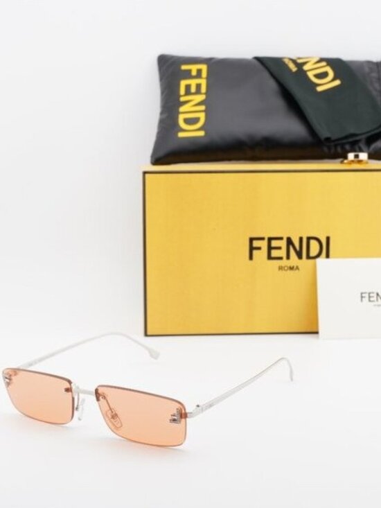 Fendi FE4172US 16J Rectangle Sunglasses - Silver/Red